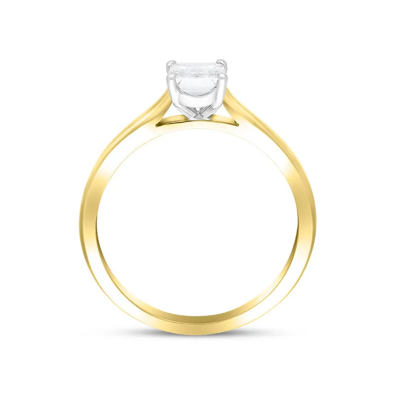 18ct Yellow Gold 1.00ct Diamond Emerald Cut Solitaire Ring