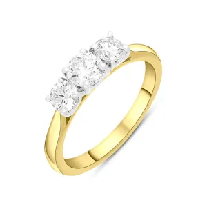 18ct Yellow Gold 1.02ct Diamond Three Stone Ring