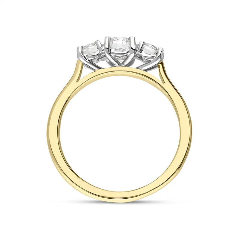 18ct Yellow Gold 1.03ct Diamond Trilogy Ring