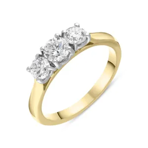18ct Yellow Gold 1.03ct Diamond Trilogy Ring