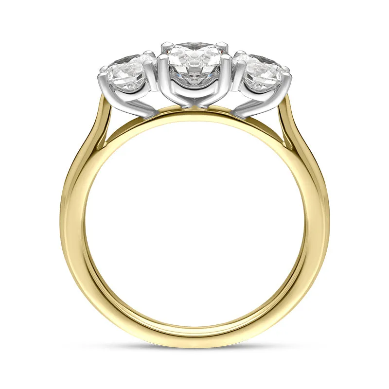 18ct Yellow Gold 1.53ct Diamond Brilliant Cut Trilogy Ring
