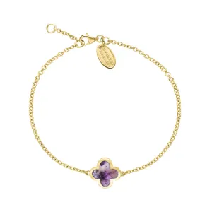 18ct Yellow Gold Blue John bloom Four Leaf Clover Polished Edge Bracelet
