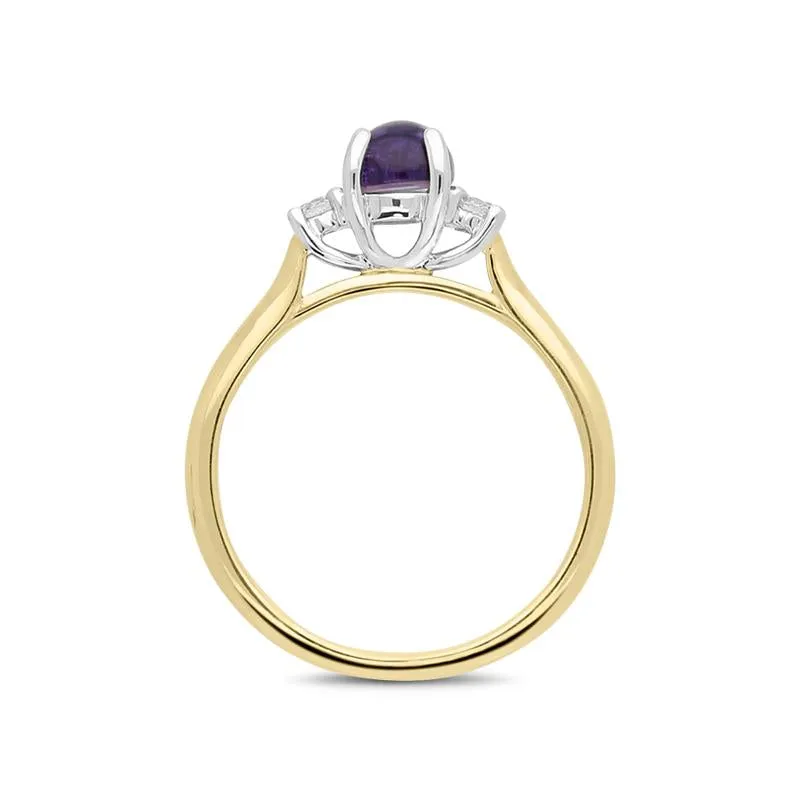 18ct Yellow Gold Blue John Diamond Round Claw Set Ring