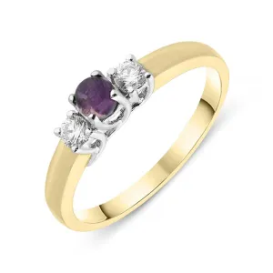 18ct Yellow Gold Blue John Diamond Trilogy Ring