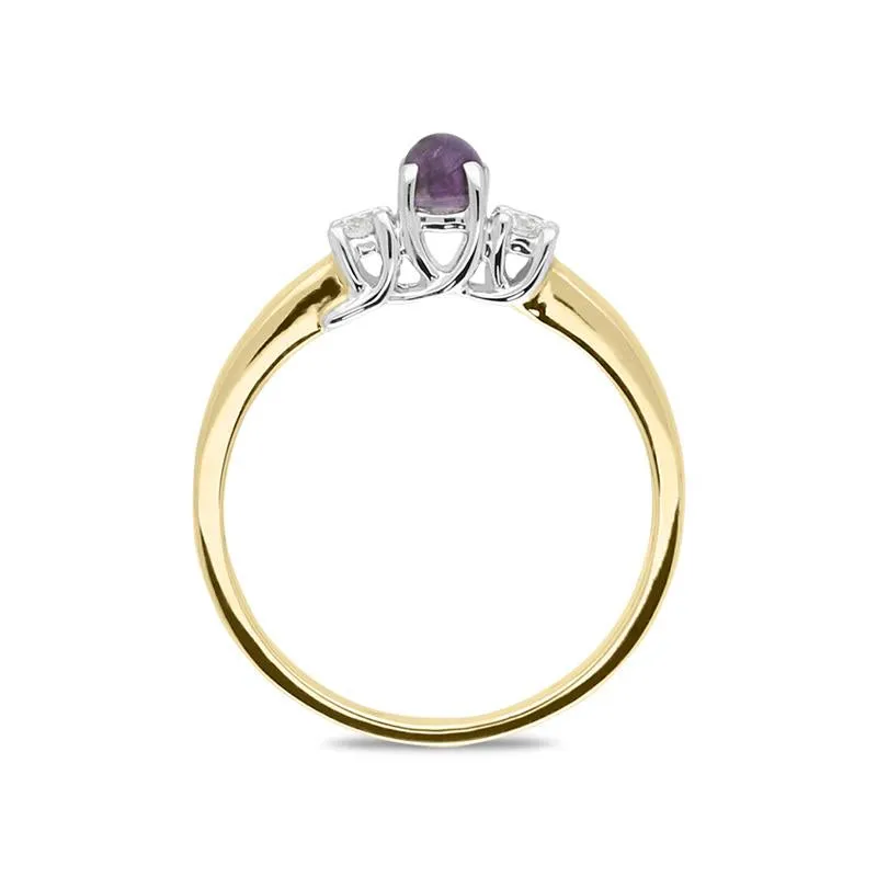 18ct Yellow Gold Blue John Diamond Trilogy Ring