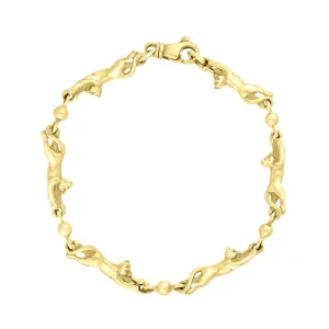18ct Yellow Gold Cat Handmade Bracelet