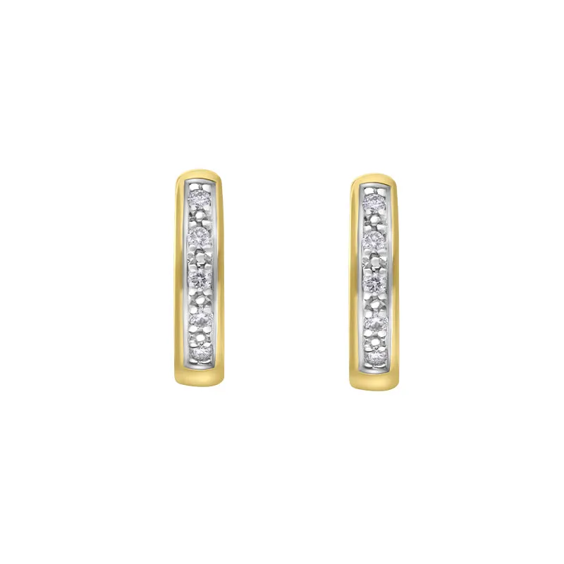 18ct Yellow Gold Diamond 10mm Domed Hoop Earrings
