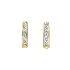 18ct Yellow Gold Diamond 10mm Domed Hoop Earrings