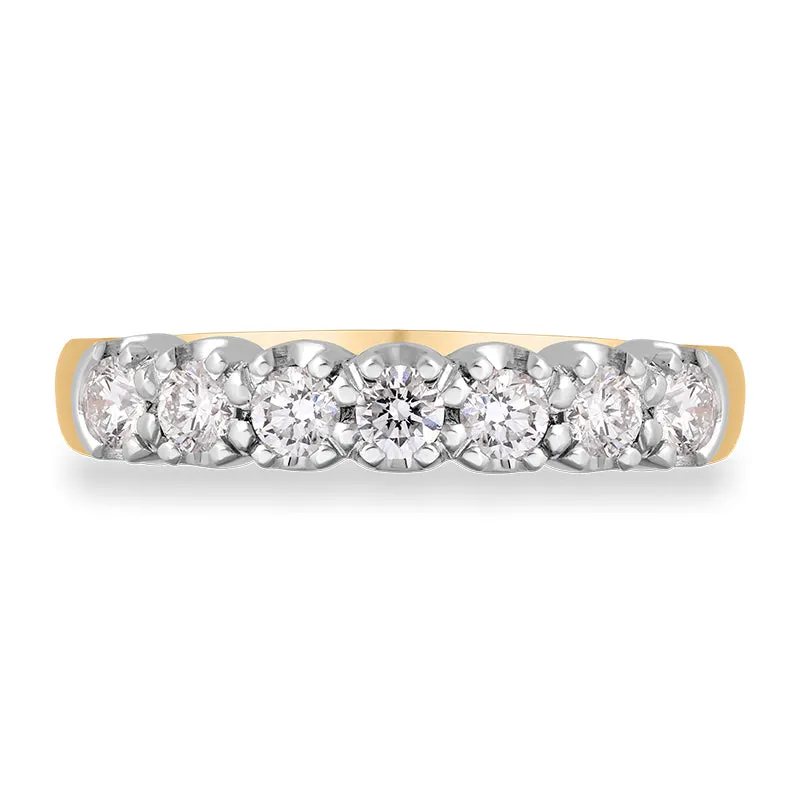 18ct Yellow Gold Diamond Claw Set Half Eternity Ring