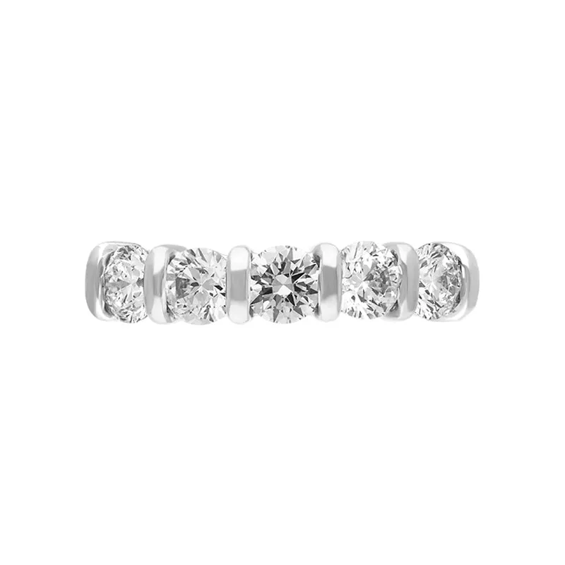 18ct Yellow Gold Diamond Five Stone Bar Set Half Eternity Ring