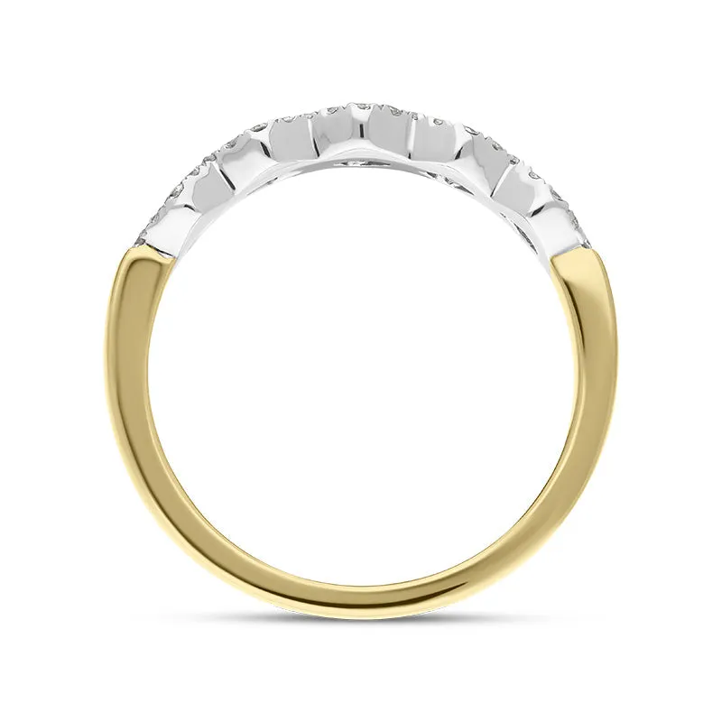 18ct Yellow Gold Diamond Five Stone Cluster Half Eternity Ring