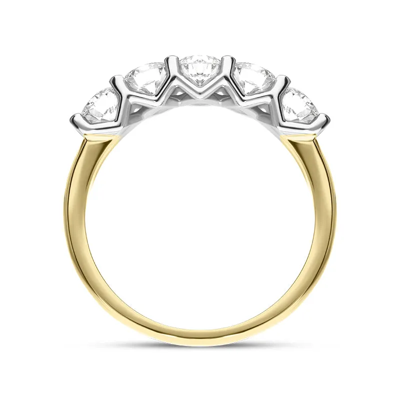 18ct Yellow Gold Diamond Five Stone Half Eternity Ring