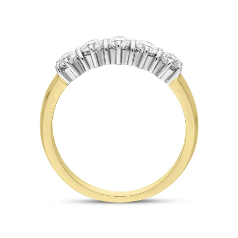18ct Yellow Gold Diamond Five Stone Half Eternity Ring