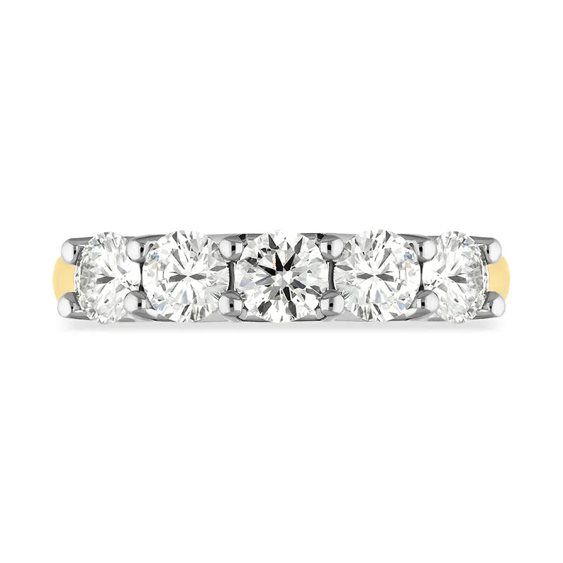 18ct Yellow Gold Diamond Five Stone Half Eternity Ring