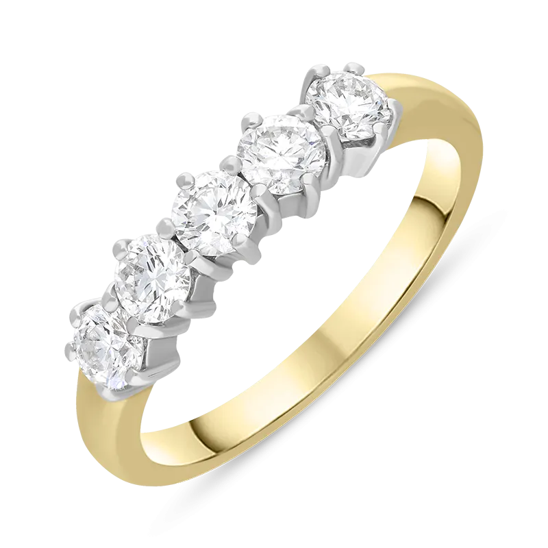 18ct Yellow Gold Diamond Five Stone Half Eternity Ring