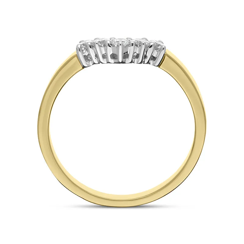 18ct Yellow Gold Diamond Five Stone V Set Eternity Ring