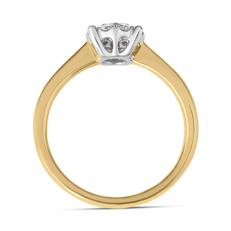 18ct Yellow Gold Diamond Round Brilliant Cut Cluster Ring