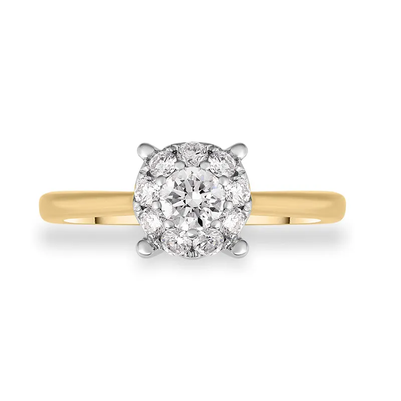 18ct Yellow Gold Diamond Round Brilliant Cut Cluster Ring