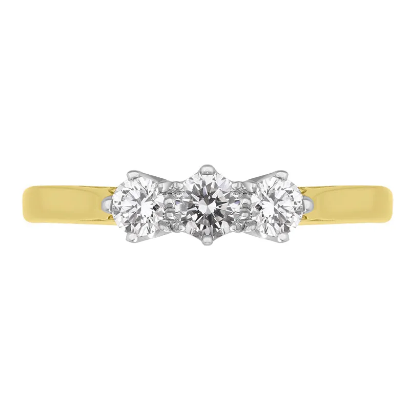 18ct Yellow Gold Diamond Three Stone Ring