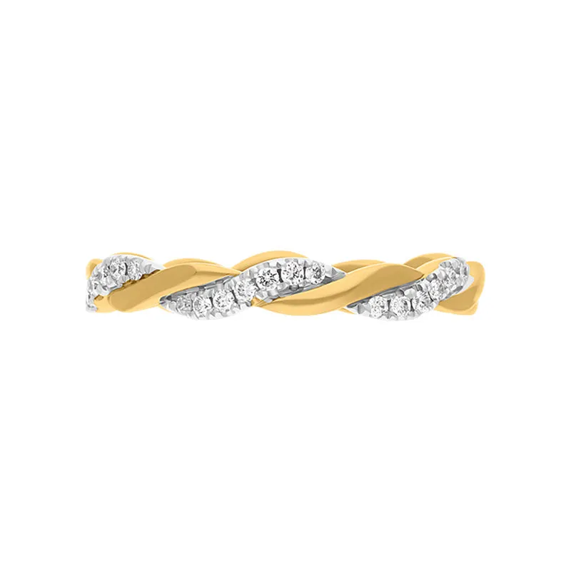 18ct Yellow Gold Diamond Twisted Band Ring