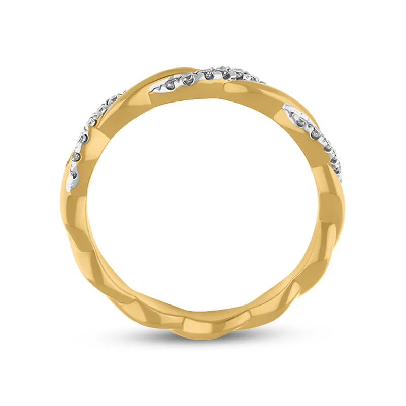 18ct Yellow Gold Diamond Twisted Band Ring