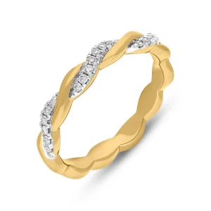 18ct Yellow Gold Diamond Twisted Band Ring
