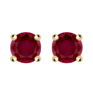 18ct Yellow Gold Ruby Claw Set Solitaire Stud Earrings
