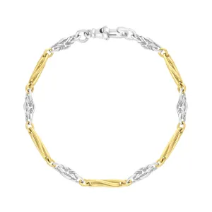 18ct Yellow Gold Sterling Silver Twist Byzantine Handmade Bracelet
