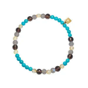 18K Gold Plated Bracelet w. Turquoise, Labradorite & Quartz