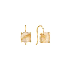 18K Gold Plated Earrings w. Quartz