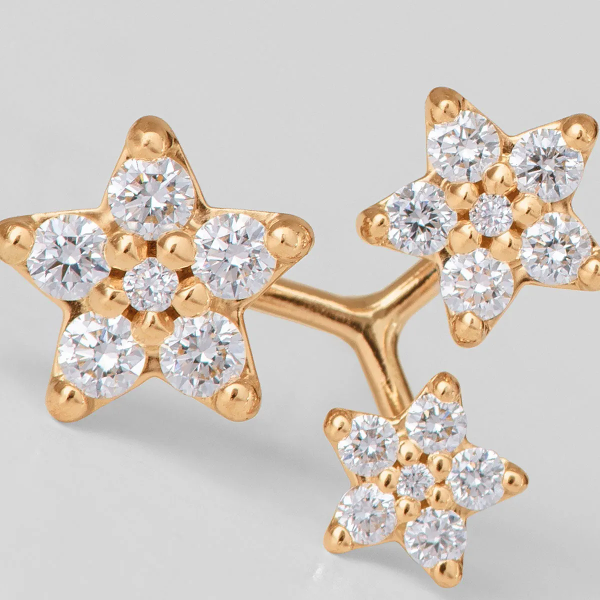 3 Shooting Stars 18K Gold Earring w. Diamonds