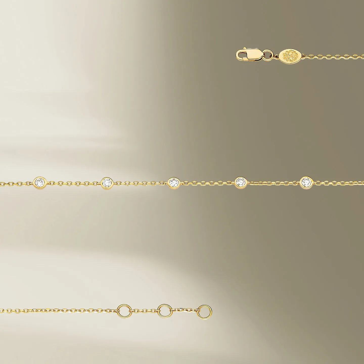 5 Stone 18K Gold Bracelet w. Diamonds