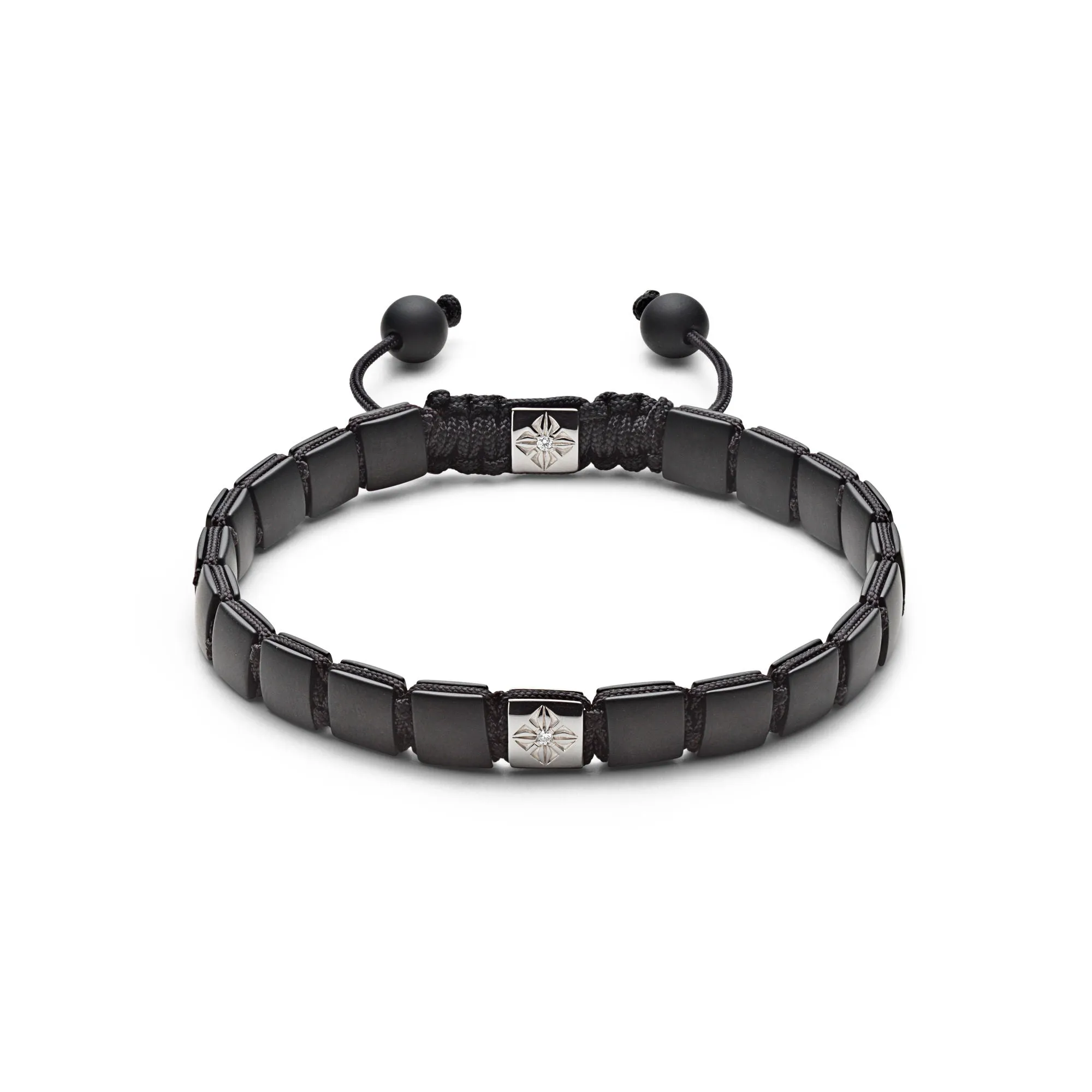6mm Black Lock 18K Whitegold Bracelet w. Diamond