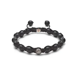8mm Braided Black 18K Gold Bracelet w. Diamond