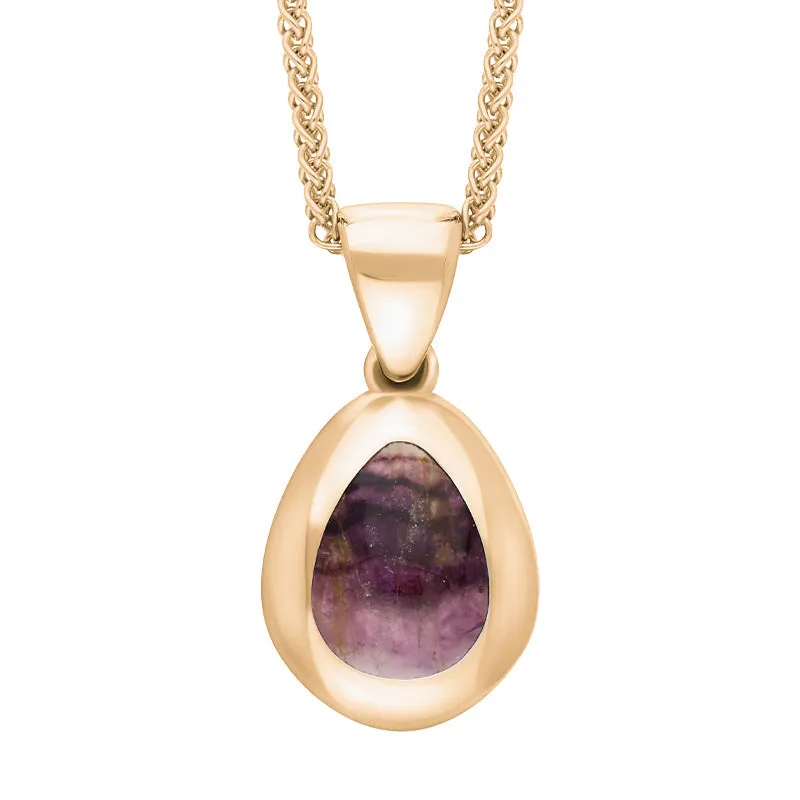 9ct Rose Gold Blue John Cross Pear Shape Necklace