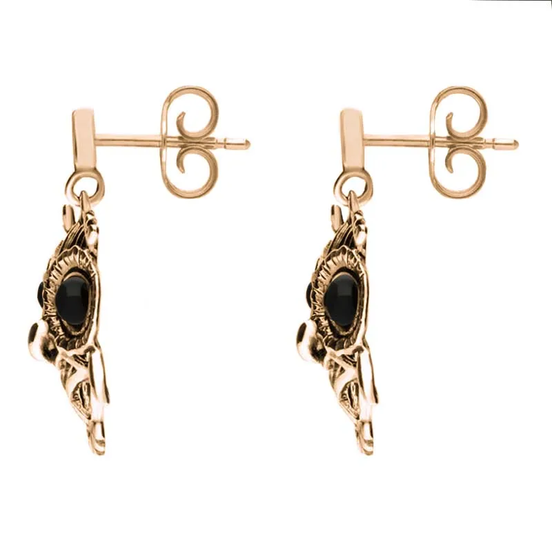 9ct Rose Gold Whitby Jet Owl Stud Earrings