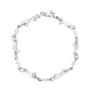 9ct White Gold Cat Handmade Bracelet