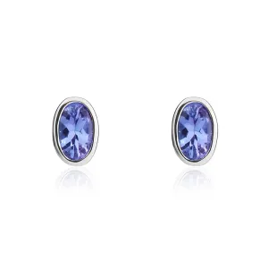 9ct White Gold Tanzanite 5x3mm Oval Rub Over Set Stud Earrings