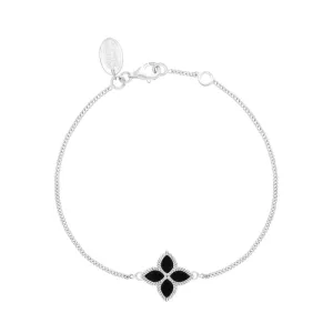 9ct White Gold Whitby Jet Eden Marquise Flower Bracelet