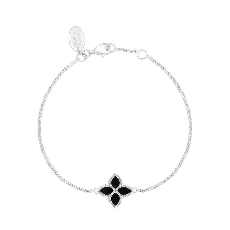 9ct White Gold Whitby Jet Eden Marquise Flower Bracelet
