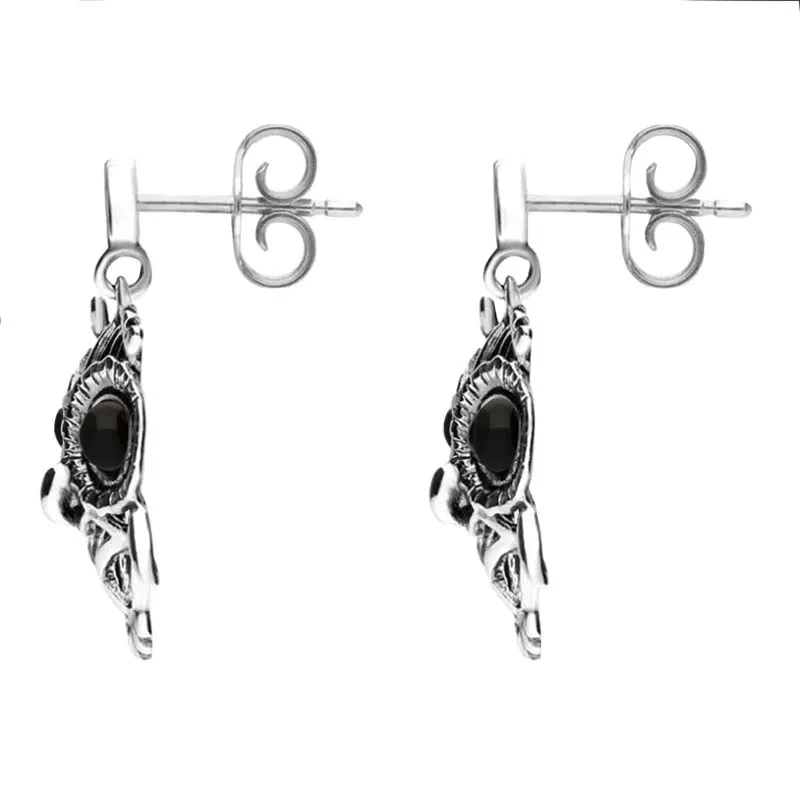 9ct White Gold Whitby Jet Owl Stud Earrings