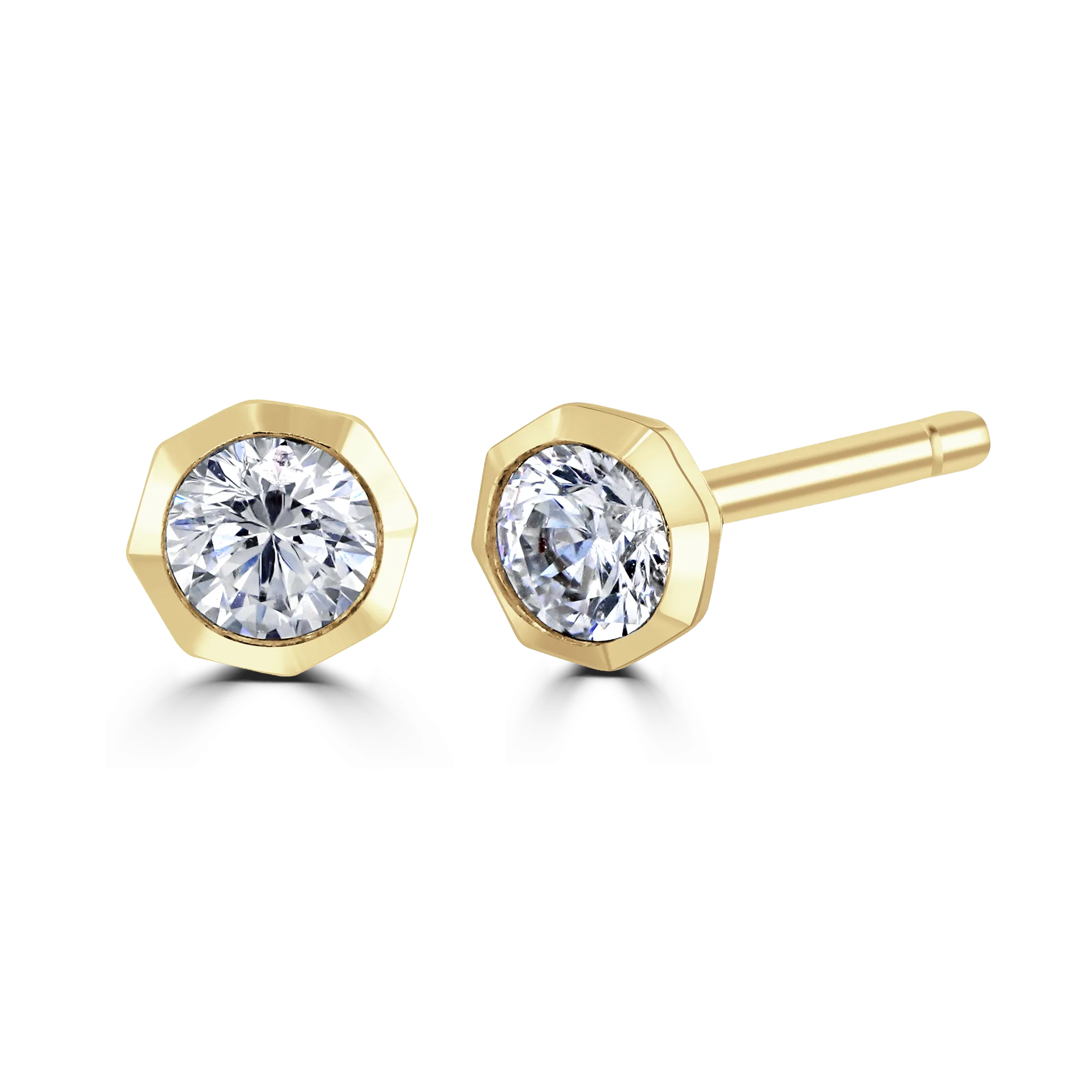 9ct Yellow Gold 0.25ct Diamond Solitaire Octagonal Stud Earrings