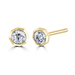 9ct Yellow Gold 0.25ct Diamond Solitaire Octagonal Stud Earrings