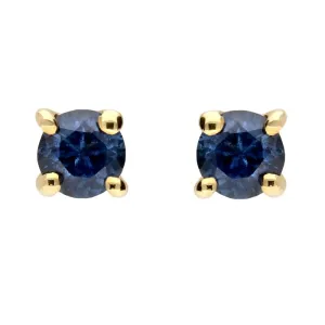 9ct Yellow Gold Sapphire 3mm Round Claw Set Stud Earrings
