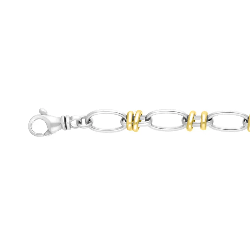9ct Yellow Gold Sterling Silver Handmade Cable Chain Bracelet