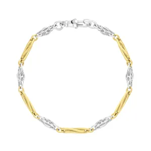 9ct Yellow Gold Sterling Silver Twist Byzantine Handmade Bracelet