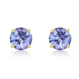 9ct Yellow Gold Tanzanite 5mm Round Claw Set Stud Earrings