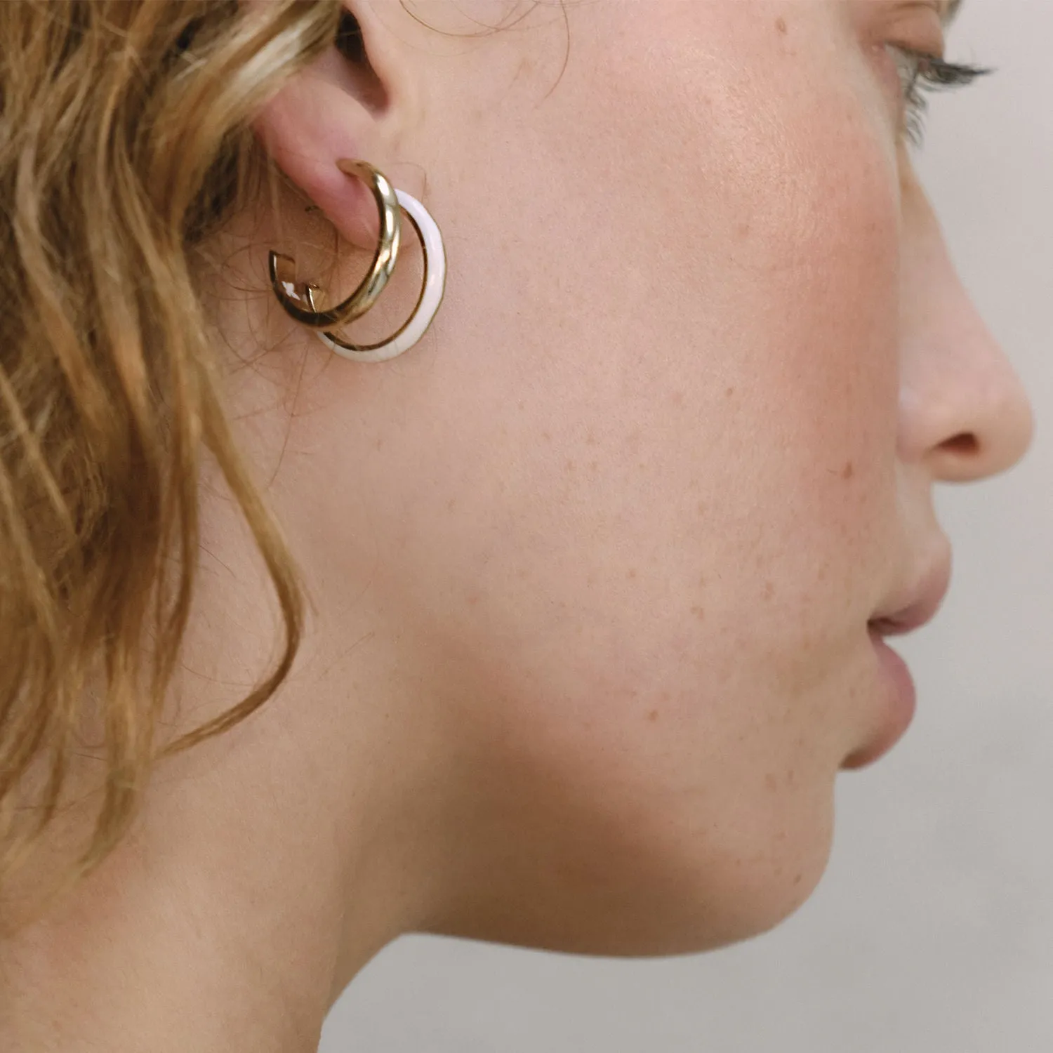 A. Iceberg Silver SM Hoops w. Jet Black Enamel