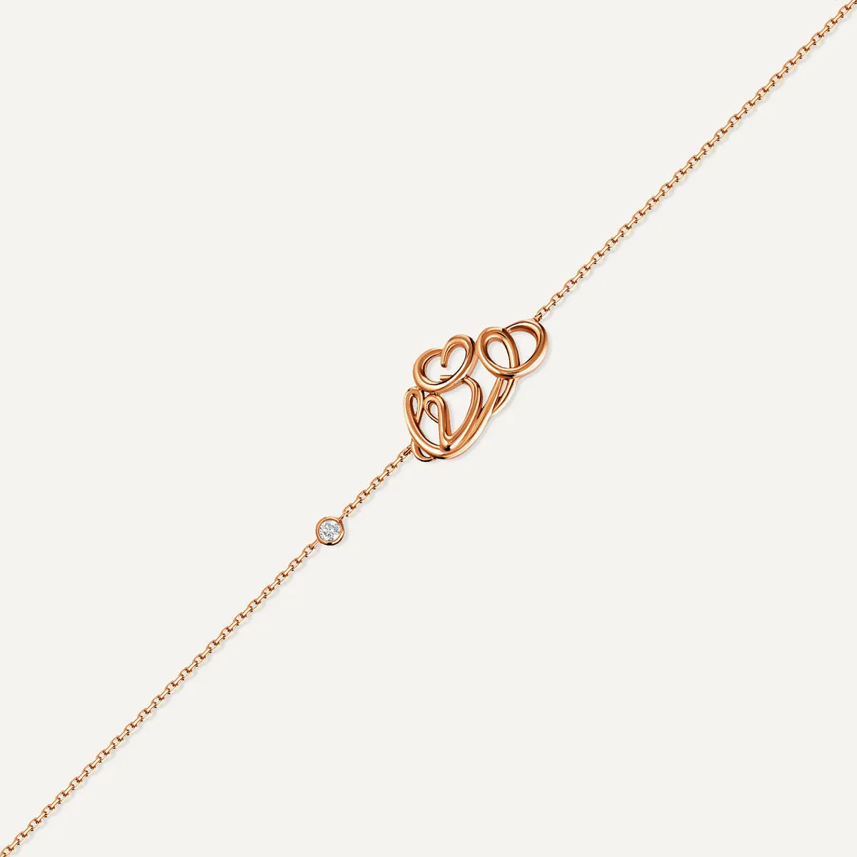 Allusia Love Detailed 18K Rosegold Bracelet w. Diamond