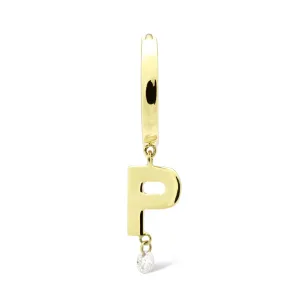 Alphabet Piercing 18K Gold Hoop w. Diamond